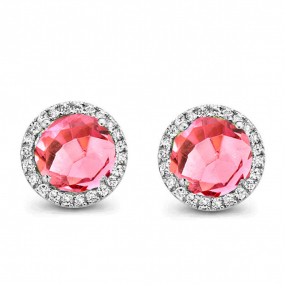 Boucles d'oreilles Tourmaline Rose et diamants - One More - Etna 050676RA
