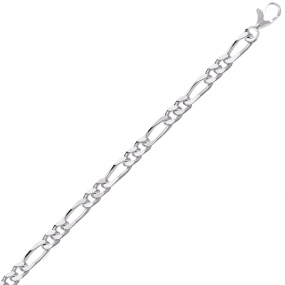 Bracelet en argent rhodié maille rectangulaire fine diamantée 16+3cm