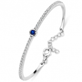 Bracelet Argent pierre bleue au centre et serti de Zirconium - Naiomy - Anthea