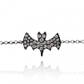 Bracelet  chauve souris serti de diamants blancs sur or noirs  0.15 ct G-VS en Or Blanc - Oxanna - FR28-B2100**
