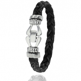 Bracelet Crin de cheval fermoir acier en Crin de cheval et acier g Charlotte - F500PCHNAC