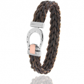 Bracelet Crin de cheval fermoir acier et or en Crin de cheval, acier et or 0.2g Alya -910CHMORrose