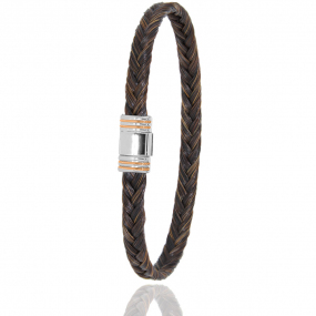 Bracelet Crin de cheval fermoir acier et or  en Crin de cheval, acier et or 0.2g Lela -615CHMORrose