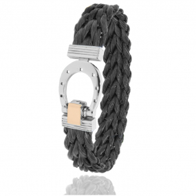 Bracelet Crin de cheval fermoir acier et or en Crin de cheval, acier et or 0.2g Loana -910CHNORrose