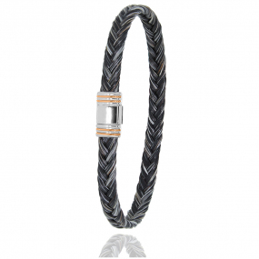 Bracelet Crin de cheval fermoir acier et or  en Crin de cheval, acier et or 0.2g Luana -615CHGFORrose