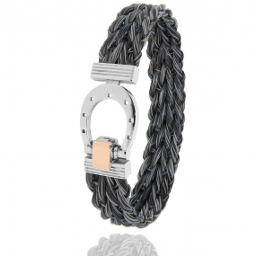 Bracelet Crin de cheval fermoir acier et or en Crin de cheval, acier et or 0.2g Manon -910CHGFORrose