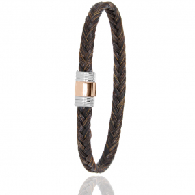 Bracelet Crin de cheval fermoir acier et or  en Crin de cheval, acier et or 0.42g Clarence -614CHMORrose