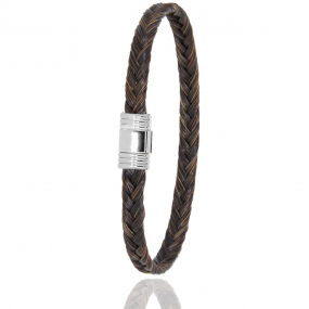 Bracelet Crin de cheval fermoir acier et or  en Crin de cheval, acier et or 0.42g lauraline -614CHMORblanc