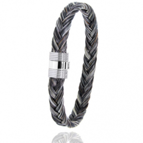 Bracelet Crin de cheval fermoir acier et or en Crin de cheval, acier et or 0.45g Coralyne -607CHGFORblanc