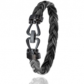 Bracelet Crin de cheval fermoir acier PVD en Crin de cheval et acier g Vatina -730NCHGFAC