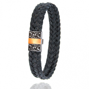 Bracelet Crin de cheval fermoir en acier et or en Crin de cheval, acier et or 0.45g lisabeth -604-2NCHNGRorrose