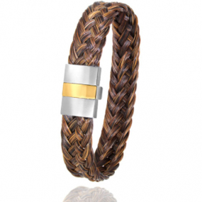 Bracelet Crin de cheval fermoir en acier et or en Crin de cheval, acier et or 0.45g Splendeur -604P-2CHMorjaune