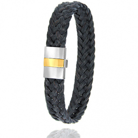 Bracelet Crin de cheval fermoir en acier et or en Crin de cheval, acier et or 0.45g Taranis -604-2CHNorjaune