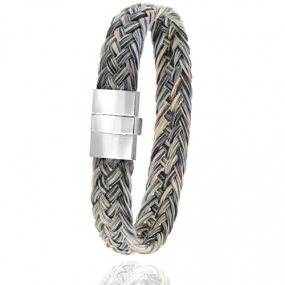 Bracelet Crin de cheval fermoir en acier et or  en Crin de cheval, acier et or 0.45g Titaina -604-2CHGCorblanc