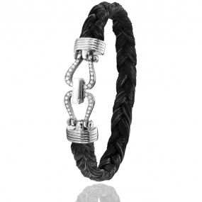 Bracelet Crin de cheval fermoir or en Crin de cheval or et diamant 11g Ccile -730DCHMACORblanc