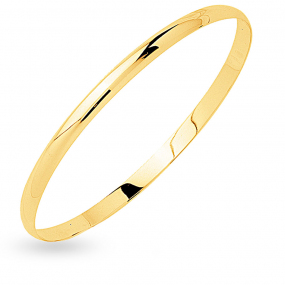 Bracelet demi jonc plat massif or jaune 9 carats 4mm Barbara - 9K361.4