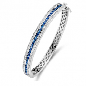 Bracelet esclave en argent serti de zirconium+saphir synthtique Naiomy - Femme - Katherine - N1B54