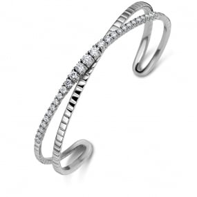 Bracelet Jonc Diamants  1.34 ct G-VS en Or Blanc - Cordlia - 061504A
