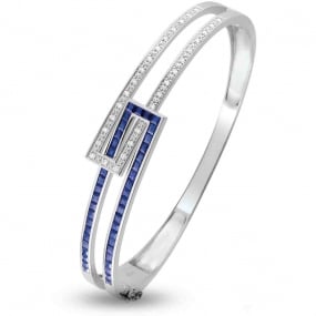 Bracelet Jonc diamants et saphirs en Or Blanc et diamant 0.24 ct Hideki -S18.72101