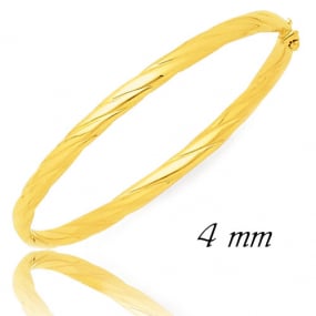 Bracelet Jonc or ouvrant 4 mm en Or Jaune 13g large de 4 mm Mara - 373.4PM