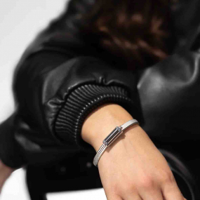 Bracelet Jonc Unknow Brand Love Affair Diamants Noirs - Argent - Liliana - LAAG72