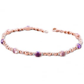 Bracelet or rose diamants amthyste et quartz rose  Or Rose Esha - 52084/BA 
