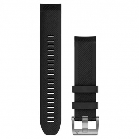 Bracelet QuickFit 22 mm Silicone Noir, acier argent - Garmin - 010-12738-05