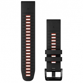 Bracelet QuickFit, 22mm, Silicone, Noir / Rouge feu - Garmin - 010-13280-06