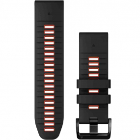 Bracelet QuickFit, 26mm, Silicone, Noir / Rouge feu - Garmin - 010-13281-06