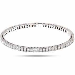 Bracelet Rivire de diamants Princesse - 58 pierres  5 ct Diamant Blanc G-VS en Or Jaune - Vaema - JM-BRAC09