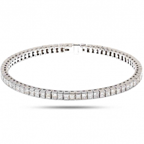 Bracelet Rivire de diamants Princesse - 58 pierres  5 ct Diamant Blanc G-VS en Or Rose - Vaema - JM-BRAC09.