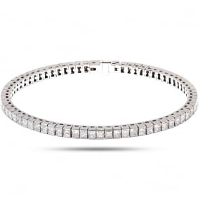 Bracelet Rivire de diamants Princesse - 58 pierres  5 ct Diamant Blanc G-VS en Or Rose - Vaema - JM-BRAC09