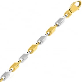 Chaine en or jaune et blanc Fantaisie 4mm 13.55g Idylle - 7312G 