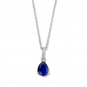 Chane et pendentif Argent avec pierre bleu et Zirconium - Naiomy - Femme - Splendeur - N3U61