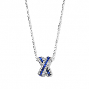 Chane et pendentif Argent avec Zirconium bleu et blanc - Naiomy - Femme - Mayla - N3U64