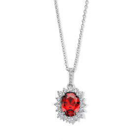 Chane et pendentif Argent avec zirconium  rouge et blanc - Naiomy  - Alys