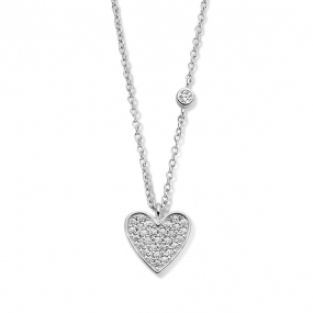 Chane et pendentif Argent serti de Zirconium forme de coeur - Naiomy - Adeline