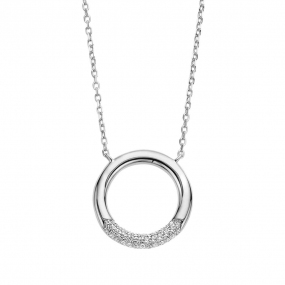 Chane et pendentif rond Argent serti de zirconium - Naiomy - Amoureuse