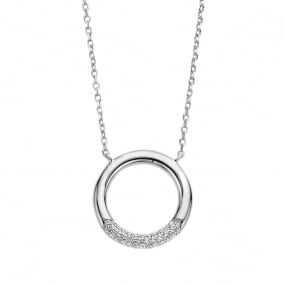 Chane et pendentif rond Argent serti de zirconium - Naiomy - Femme - Amoureuse - N3W56