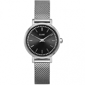 Montre Cluses femme - Petite Crystals Mesh Black, Silver Colour -  - CW10502