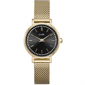 Montre Cluses femme - Petite Crystals Mesh Grey, Gold Colour -  - CW10501