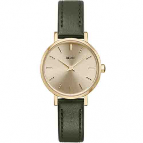 Montre Cluses femme - Petite Leather Dark Green, Gold Colour -  - CW10503