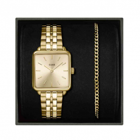 Coffret Cluse La Cluse - Full Gold Steel Watch - Curb Chain Bracelet -  - CG10324