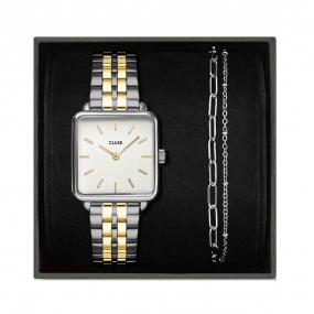 Coffret Cluse La Ttragone Steel Watch - Bicoulor & Double Chain Bracelet -  - CG10326