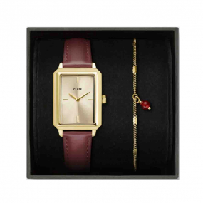 Coffret Fluette Watch - Leather Watch and Chain Bracelet, Gold Colour - 28.5 mm - CG11502