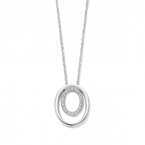 Collier Argent avec motifs ovales serti de zirconium - Naiomy - Lisa