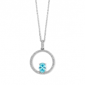 Collier Argent avec pendentif zirconium bleu et blancs - Naiomy - Flamboyante