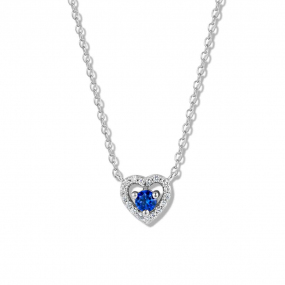 Collier Argent coeur pierre bleue serti de Zirconium - Naiomy - Mlina