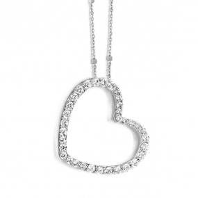 Collier Argent coeur serti de Zirconium - Naiomy - Alba