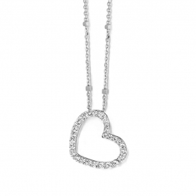 Collier Argent coeur serti de Zirconium - Naiomy - Aurlie